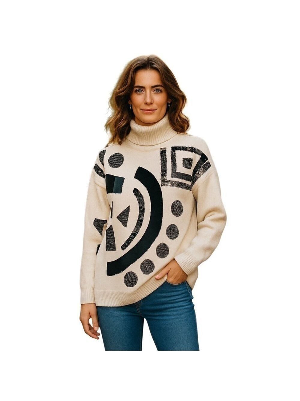 𝅺VICTORIA Plum turtleneck sweater silk angora lambswool fuzzy cream size L